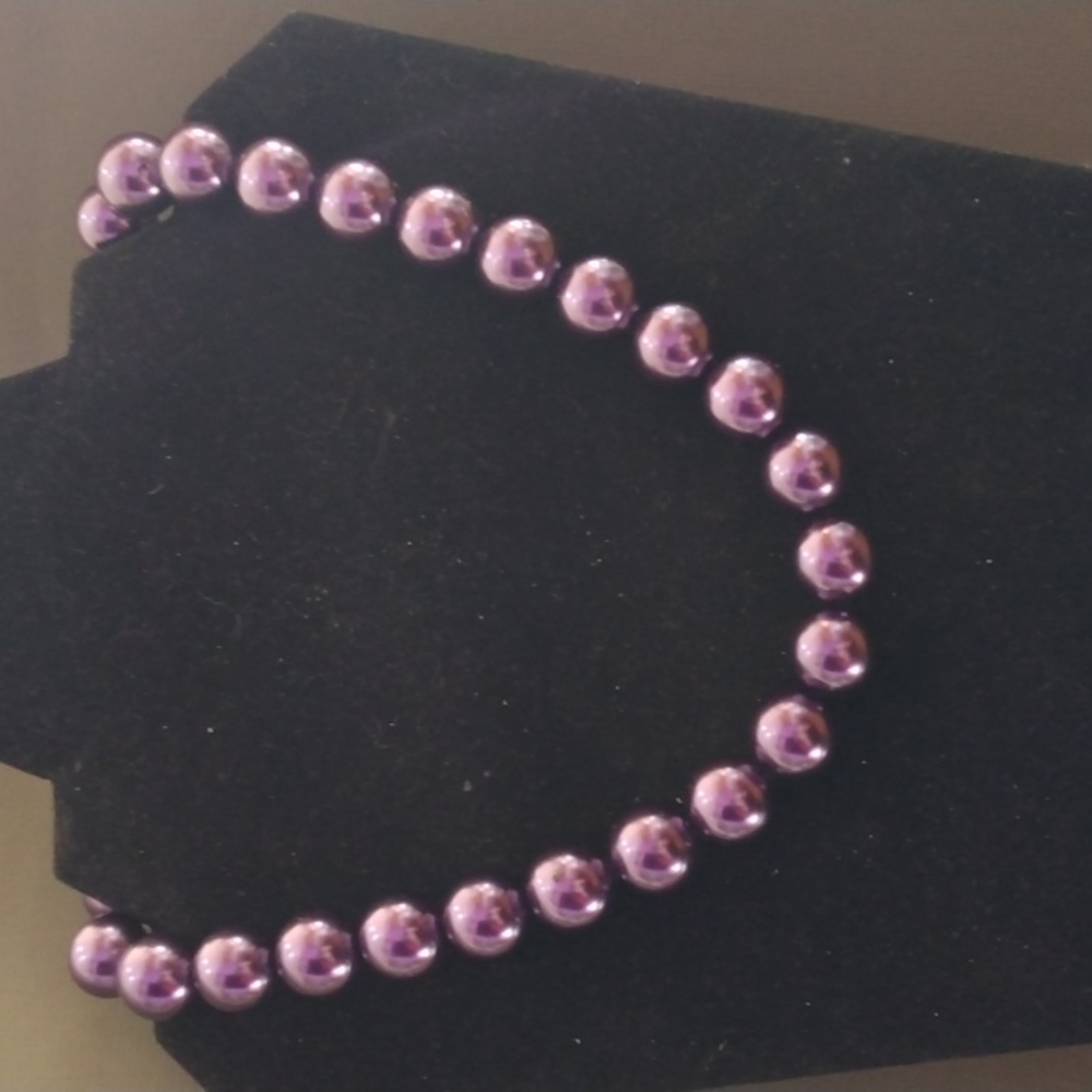 Purple faux pearl necklace